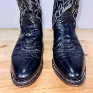 Justin 1409 Black Leather Cowboy Boots Men's 9.5 B‎ Narrow Western SoleTech USA